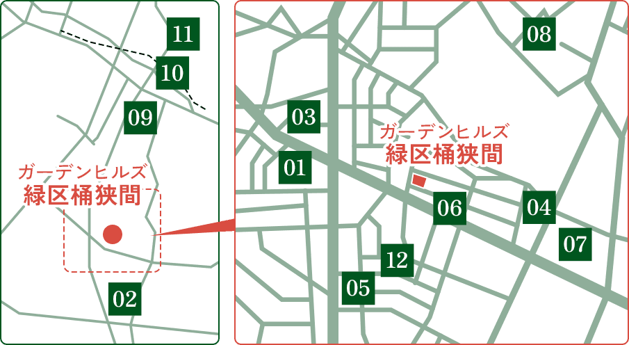 ガーデンヒルズ緑区桶狭間区画図